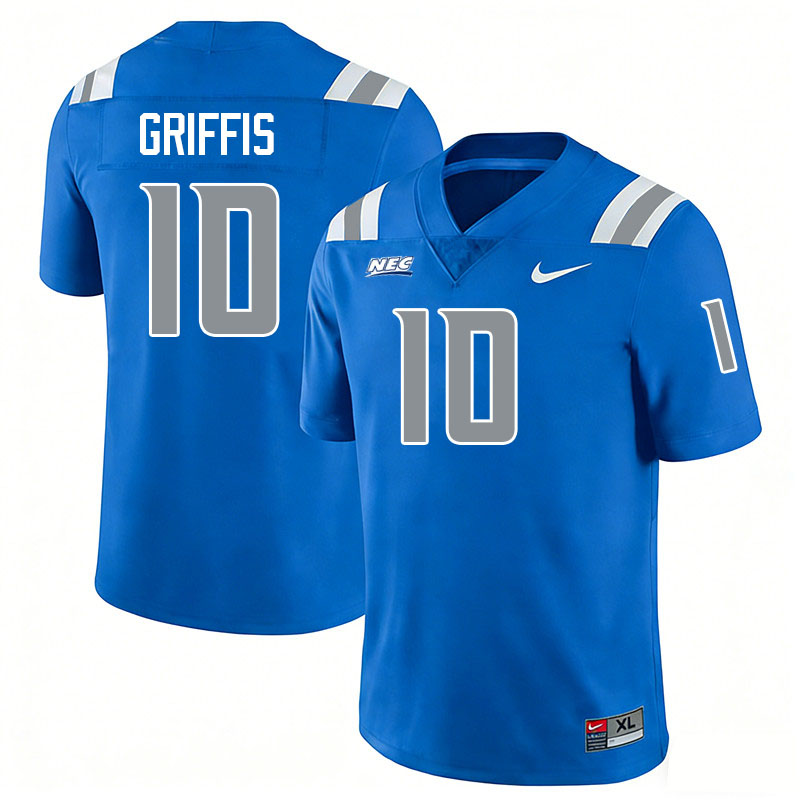 Central Connecticut Blue Devils #10 Brett Griffis College Football Jerseys,Uniforms-Blue
